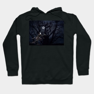 Raven and Rat Skeleton in Moonlight - Halloween Hoodie